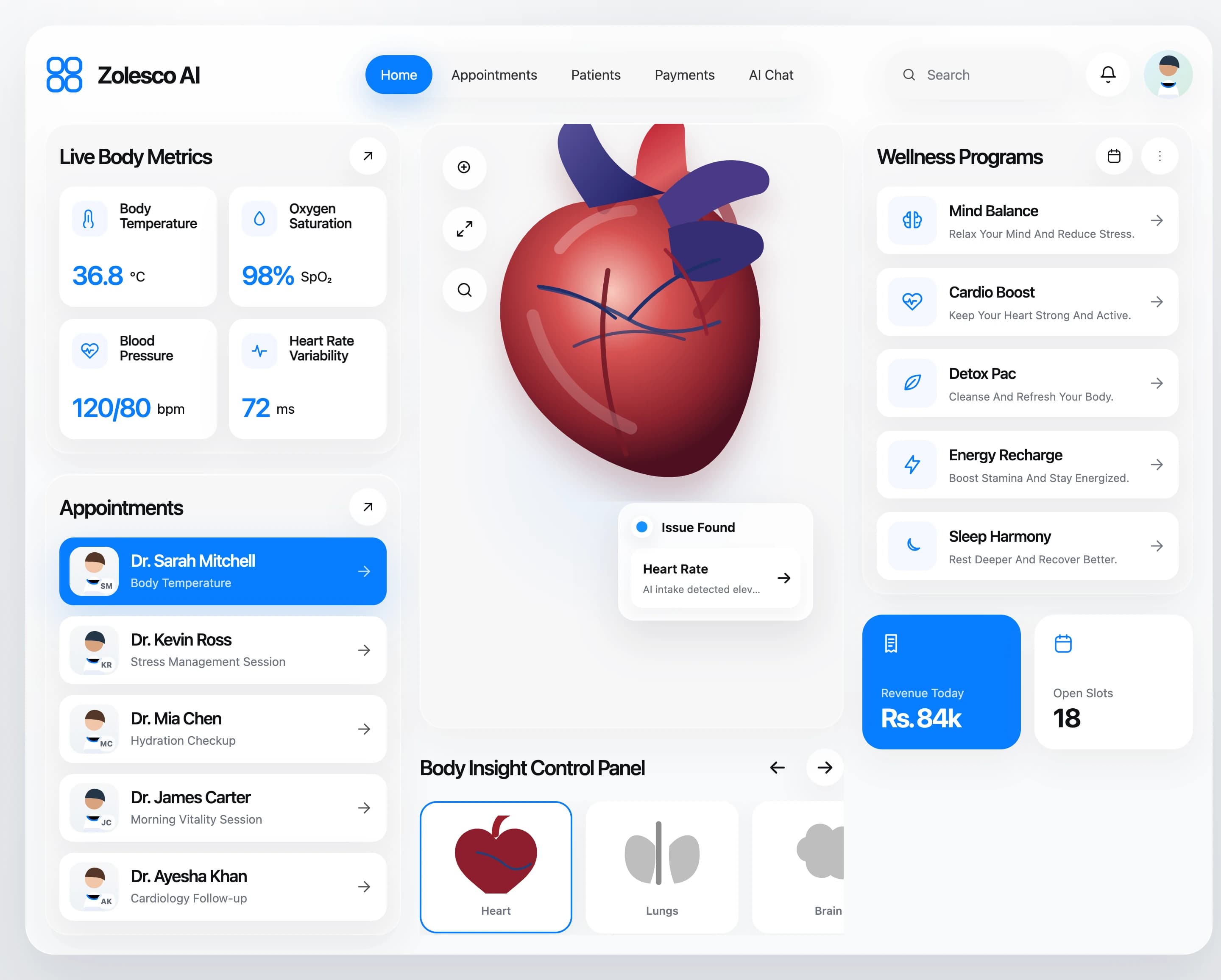 Hospital Management Platform with RAG-Style AI interface preview